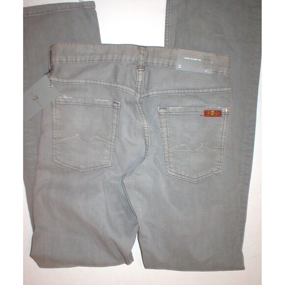 New NWT Mens 7 for all Mankind 28 30 X 33 Gray Standard Straight Leg Distressed - Picture 2 of 10